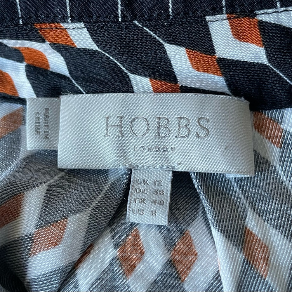 Hobbs London Women's Multicolor Geometric Long Sleeve Dress Size 8 54224 - Picture 12 of 14